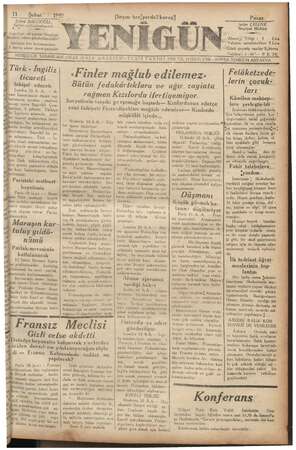 Yenigün (Antakya) Gazetesi 11 Şubat 1940 kapağı