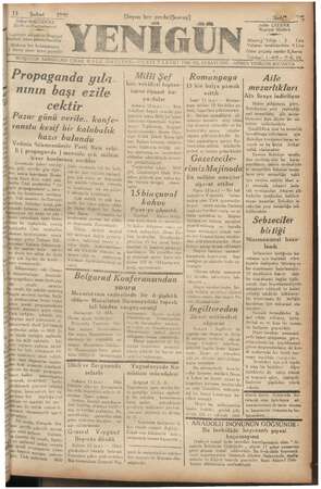 Yenigün (Antakya) Gazetesi 13 Şubat 1940 kapağı