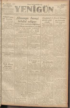 Yenigün (Antakya) Gazetesi 20 Şubat 1940 kapağı