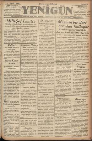    9 Eylül 1940 "Şükrü 'BALCIOĞLU « Şabibijye, Başımuharriri :$ Gazeleye ait yazılar N lee kelimesinden 5 kuruş alınır ücret