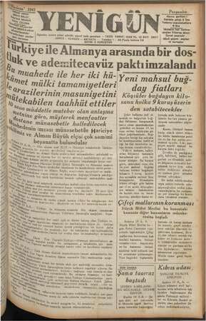      İmge 1941 İyaz >> Büken m S9Piyaş Öğleden sonra çıkar günlük siyasi halk gazetesi DRES : YENİGÜN -—- ANTAKYA — SAYISI 2