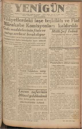 Yenigün (Antakya) Gazetesi 25 Temmuz 1942 kapağı