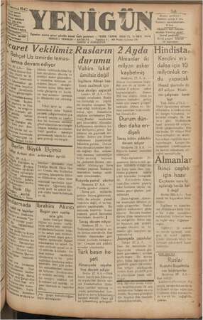 Yenigün (Antakya) Gazetesi 28 Temmuz 1942 kapağı