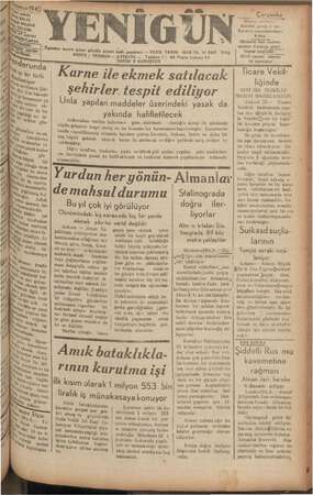 Yenigün (Antakya) Gazetesi 29 Temmuz 1942 kapağı
