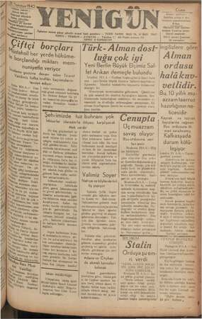 Yenigün (Antakya) Gazetesi 31 Temmuz 1942 kapağı