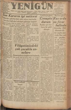 Yenigün (Antakya) Gazetesi 1 Ağustos 1942 kapağı