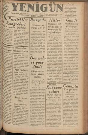  YENİ! Öğleden sonra çıkar günlük ADRES ; siyasi halk gazetesi — TESİS TARIHI 1923 YIL 14 SAYI 3t4g "SAYISI 2 KURUŞTUR YENIGUN