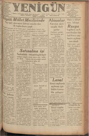 Yenigün (Antakya) Gazetesi 3 Ağustos 1942 kapağı