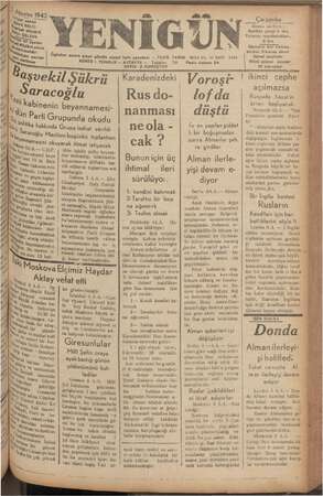 Yenigün (Antakya) Gazetesi 5 Ağustos 1942 kapağı