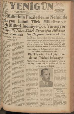 Yenigün (Antakya) Gazetesi 6 Ağustos 1942 kapağı