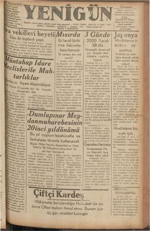 Yenigün (Antakya) Gazetesi 12 Ağustos 1942 kapağı