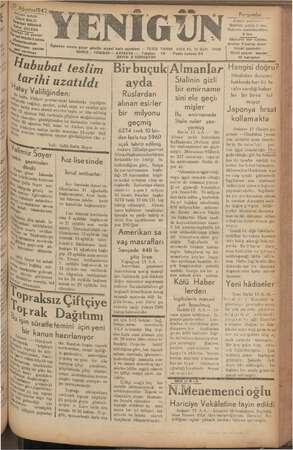 Yenigün (Antakya) Gazetesi 13 Ağustos 1942 kapağı