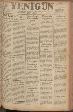 Yenigün (Antakya) Gazetesi 14 Ağustos 1942 kapağı