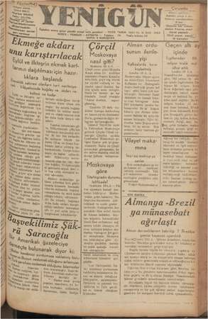 Yenigün (Antakya) Gazetesi 19 Ağustos 1942 kapağı