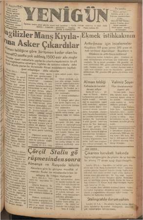 Yenigün (Antakya) Gazetesi 20 Ağustos 1942 kapağı