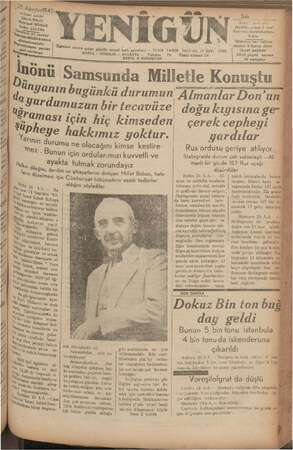 Yenigün (Antakya) Gazetesi 25 Ağustos 1942 kapağı