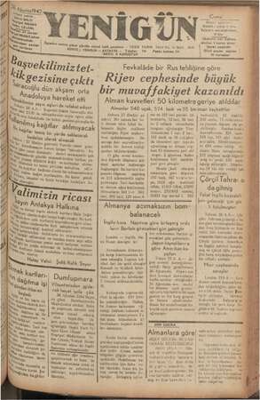 Yenigün (Antakya) Gazetesi 28 Ağustos 1942 kapağı