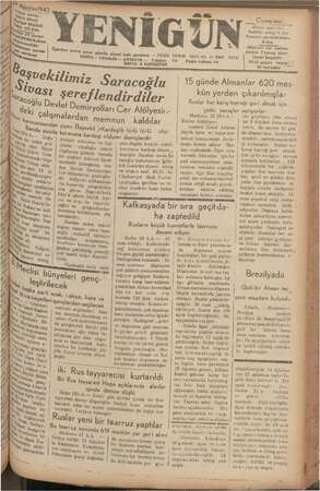 Yenigün (Antakya) Gazetesi 29 Ağustos 1942 kapağı