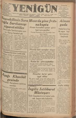 Yenigün (Antakya) Gazetesi 2 Eylül 1942 kapağı