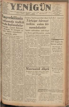 Yenigün (Antakya) Gazetesi 7 Eylül 1942 kapağı