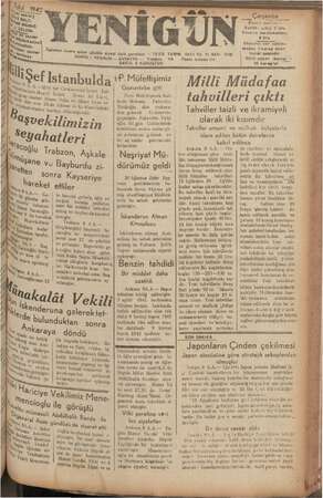      e man 1942 t m gi ni el lde Keli yazılar RES : YENİGUN -.. işer İstanbulda kğ —Milit Şef Gür nİturre * eN Maarif Vekili