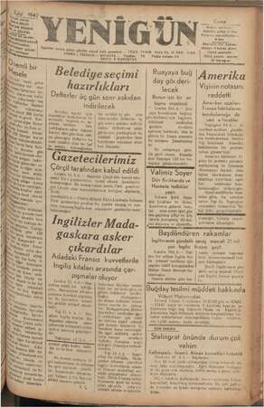 Yenigün (Antakya) Gazetesi 11 Eylül 1942 kapağı
