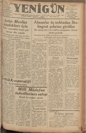 Yenigün (Antakya) Gazetesi 16 Eylül 1942 kapağı