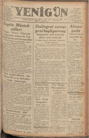 Yenigün (Antakya) Gazetesi 23 Eylül 1942 kapağı
