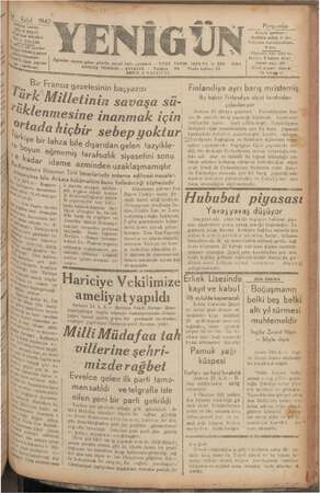 Yenigün (Antakya) Gazetesi 24 Eylül 1942 kapağı