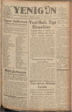 Yenigün (Antakya) Gazetesi 29 Eylül 1942 kapağı