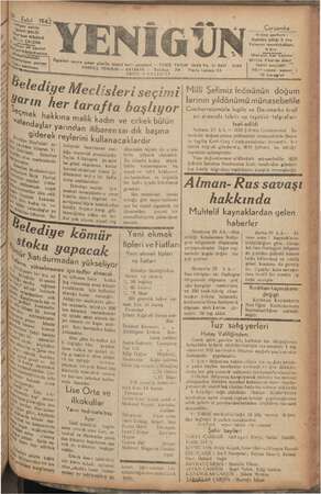 Yenigün (Antakya) Gazetesi 30 Eylül 1942 kapağı