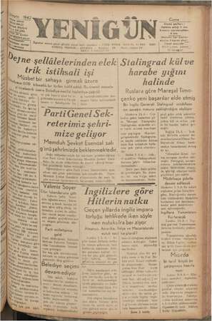 Yenigün (Antakya) Gazetesi 2 Ekim 1942 kapağı