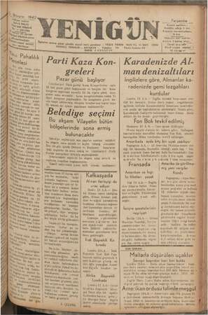Yenigün (Antakya) Gazetesi 15 Ekim 1942 kapağı