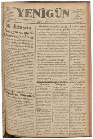 Yenigün (Antakya) Gazetesi 17 Ekim 1942 kapağı