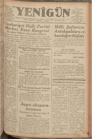 Yenigün (Antakya) Gazetesi 24 Ekim 1942 kapağı