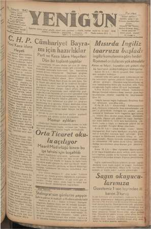 Yenigün (Antakya) Gazetesi 26 Ekim 1942 kapağı