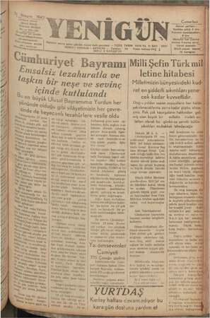 Yenigün (Antakya) Gazetesi 31 Ekim 1942 kapağı