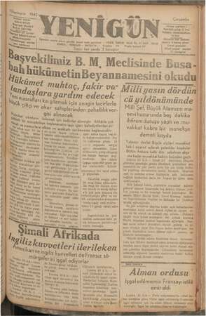 Yenigün (Antakya) Gazetesi 11 Kasım 1942 kapağı