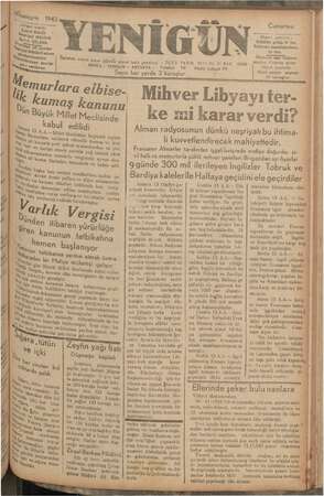 Yenigün (Antakya) Gazetesi 14 Kasım 1942 kapağı