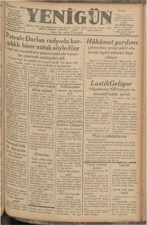 Yenigün (Antakya) Gazetesi 20 Kasım 1942 kapağı