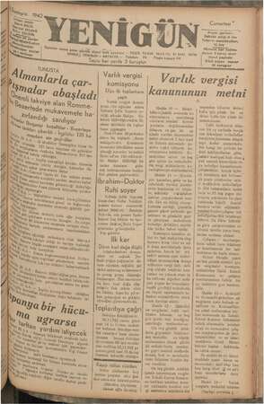 Yenigün (Antakya) Gazetesi 21 Kasım 1942 kapağı