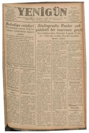 Yenigün (Antakya) Gazetesi 23 Kasım 1942 kapağı