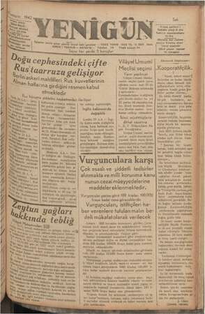 Yenigün (Antakya) Gazetesi 24 Kasım 1942 kapağı