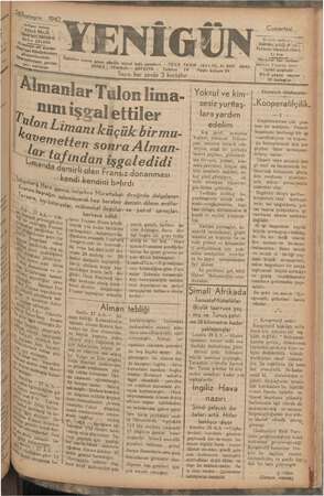 Yenigün (Antakya) Gazetesi 28 Kasım 1942 kapağı