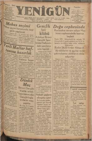 Yenigün (Antakya) Gazetesi 30 Kasım 1942 kapağı