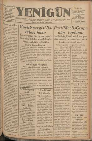 Yenigün (Antakya) Gazetesi 9 Aralık 1942 kapağı