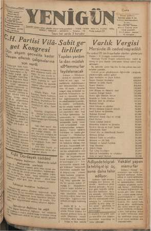 Yenigün (Antakya) Gazetesi 11 Aralık 1942 kapağı