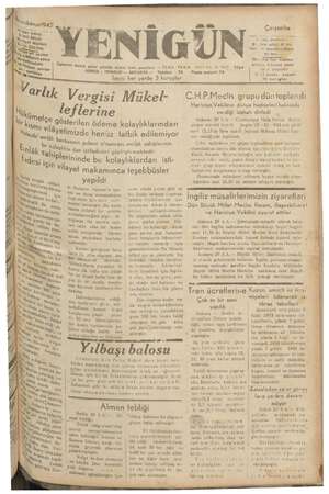 Yenigün (Antakya) Gazetesi 29 Aralık 1942 kapağı