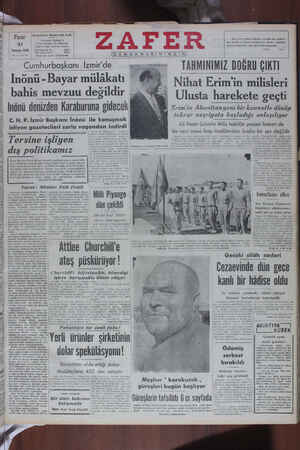 Zafer Gazetesi 31 Temmuz 1949 kapağı
