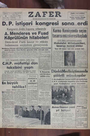 Zafer Gazetesi 10 Ocak 1950 kapağı